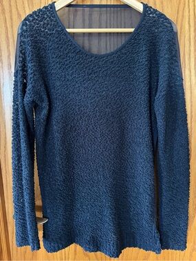 BCBGeneration Navy Textured Scoop Neck Sweater